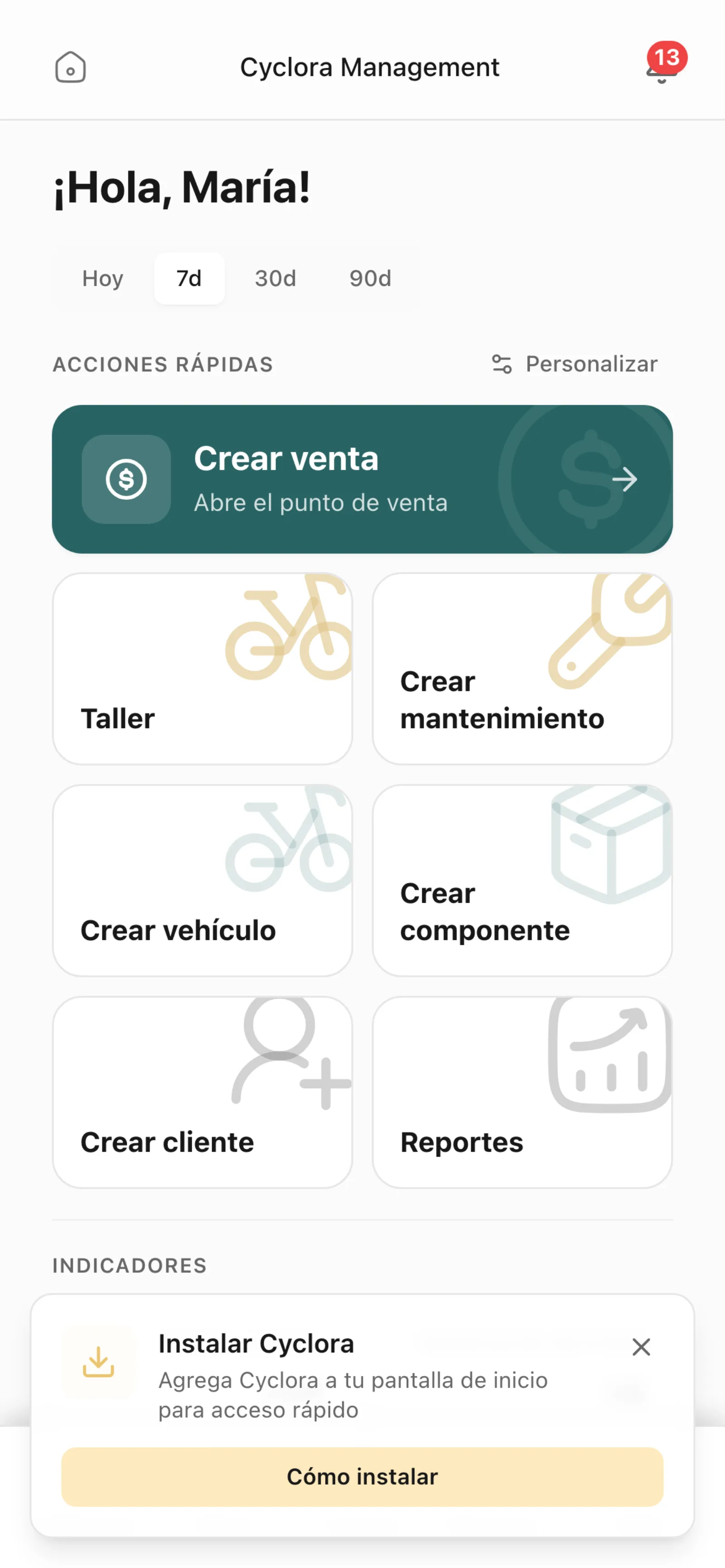 Mobile management dashboard