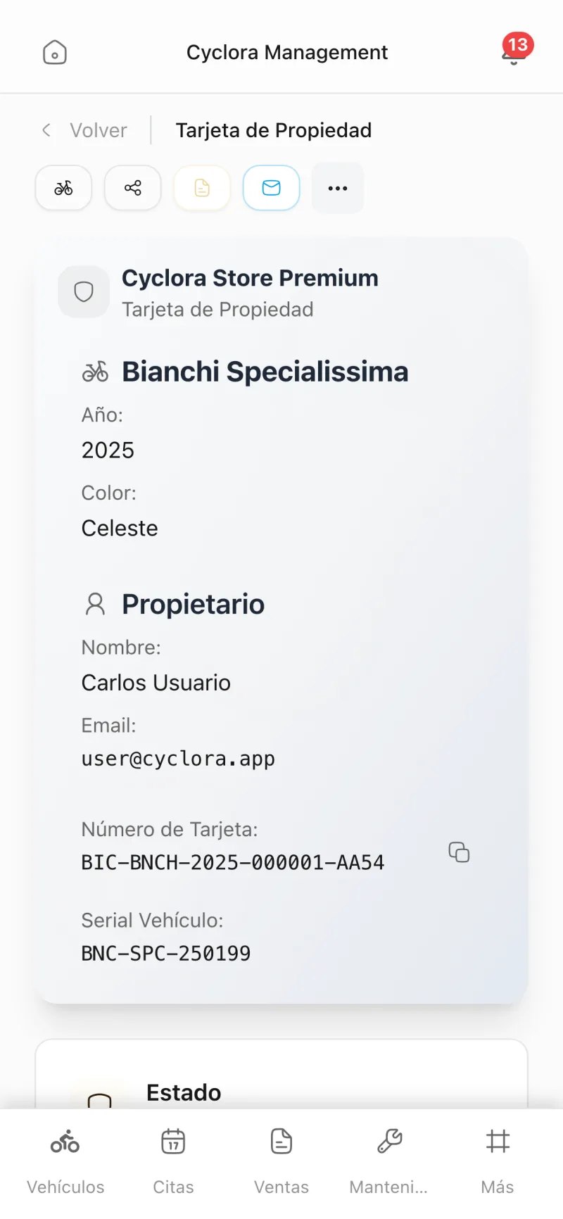 Its property card — Certificate