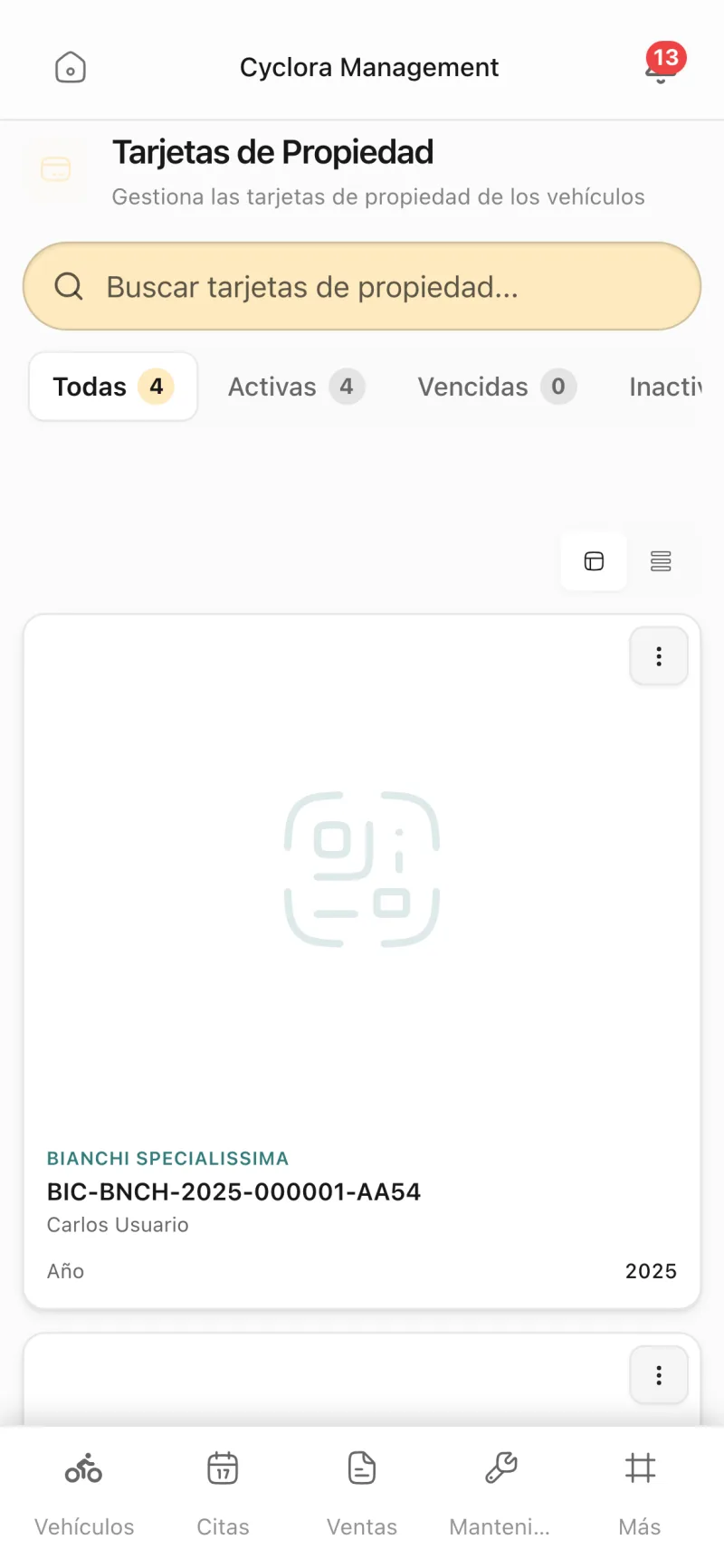 Its property card — List