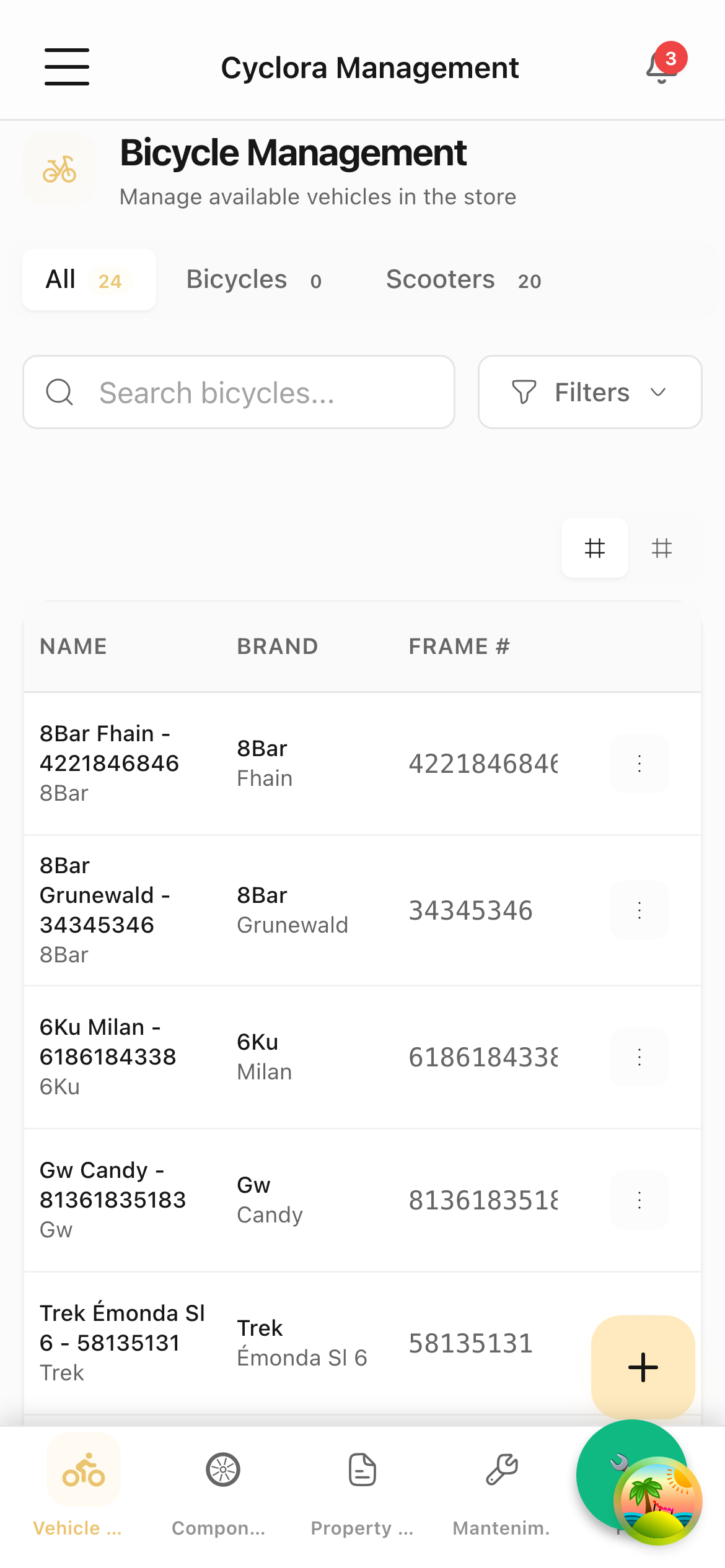 Inventario de Bicicletas