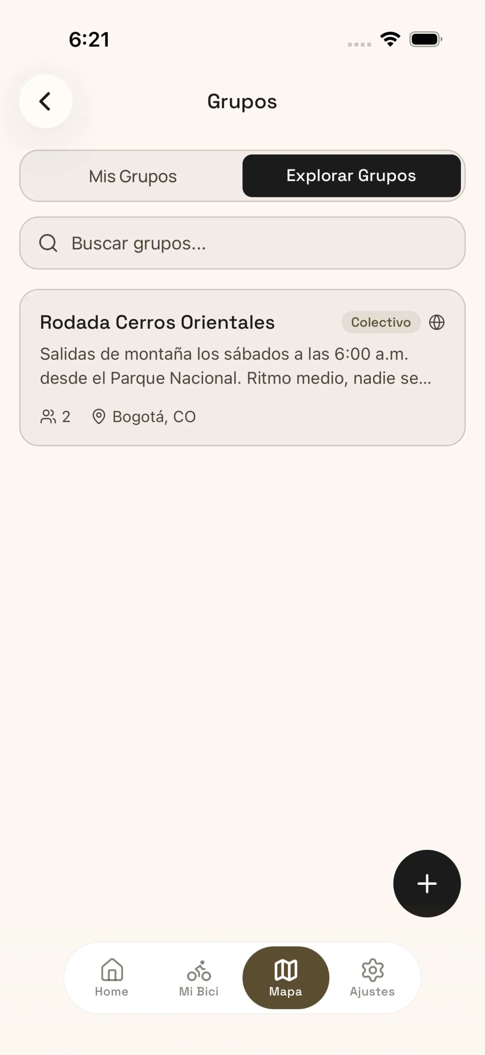 Bicycle detail in the mobile app